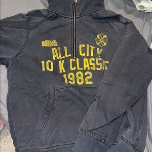 Nike Men's Black Zip-Up Sweater with Yellow Accents